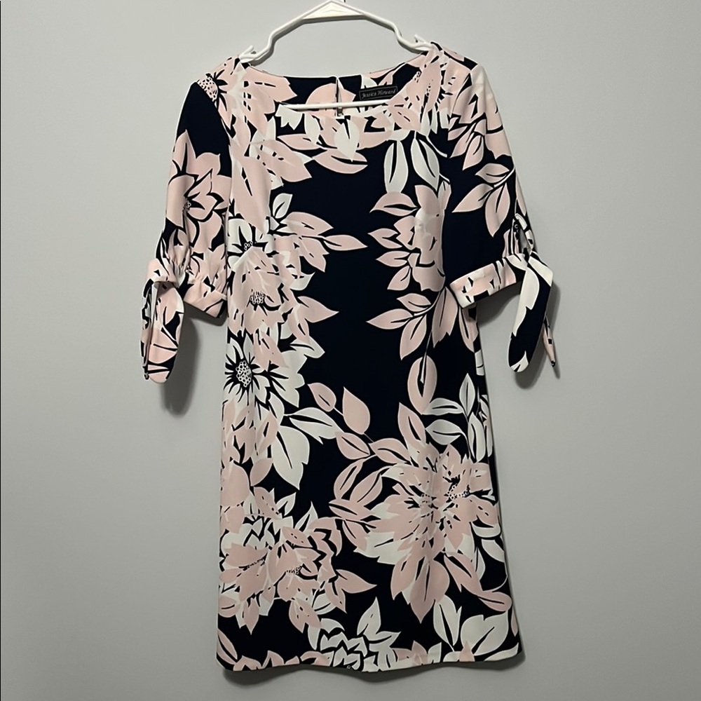 Jessica Howard Pink and Black Floral Long Sleeve Dress